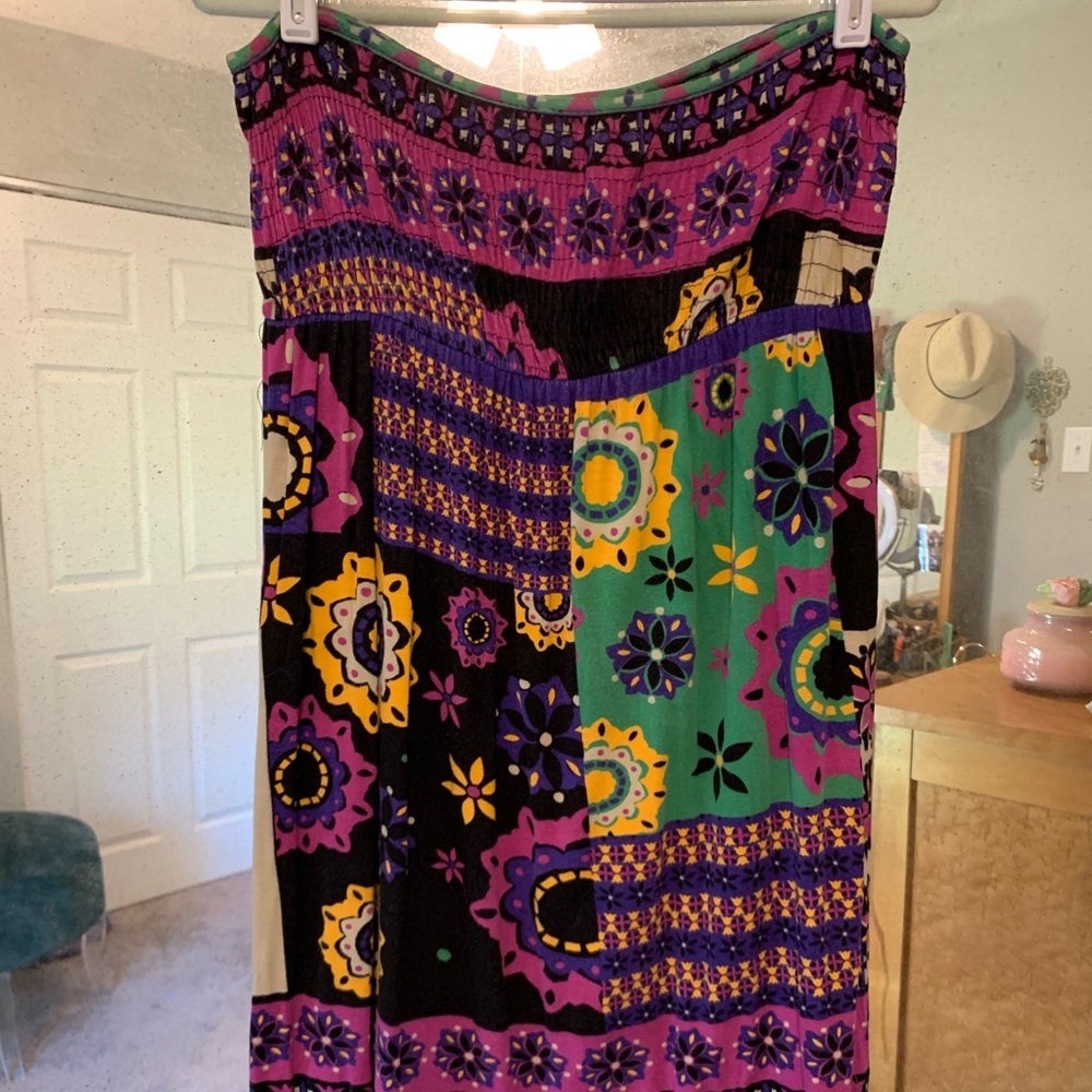 Pattern Strapless Dress